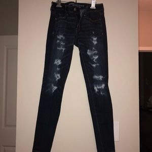 Distressed dark wash American Eagle jeggings